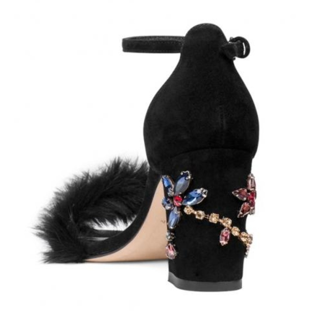 Stuart Weitzman The Jewel Sandal Black Heel - Picture 3 of 8